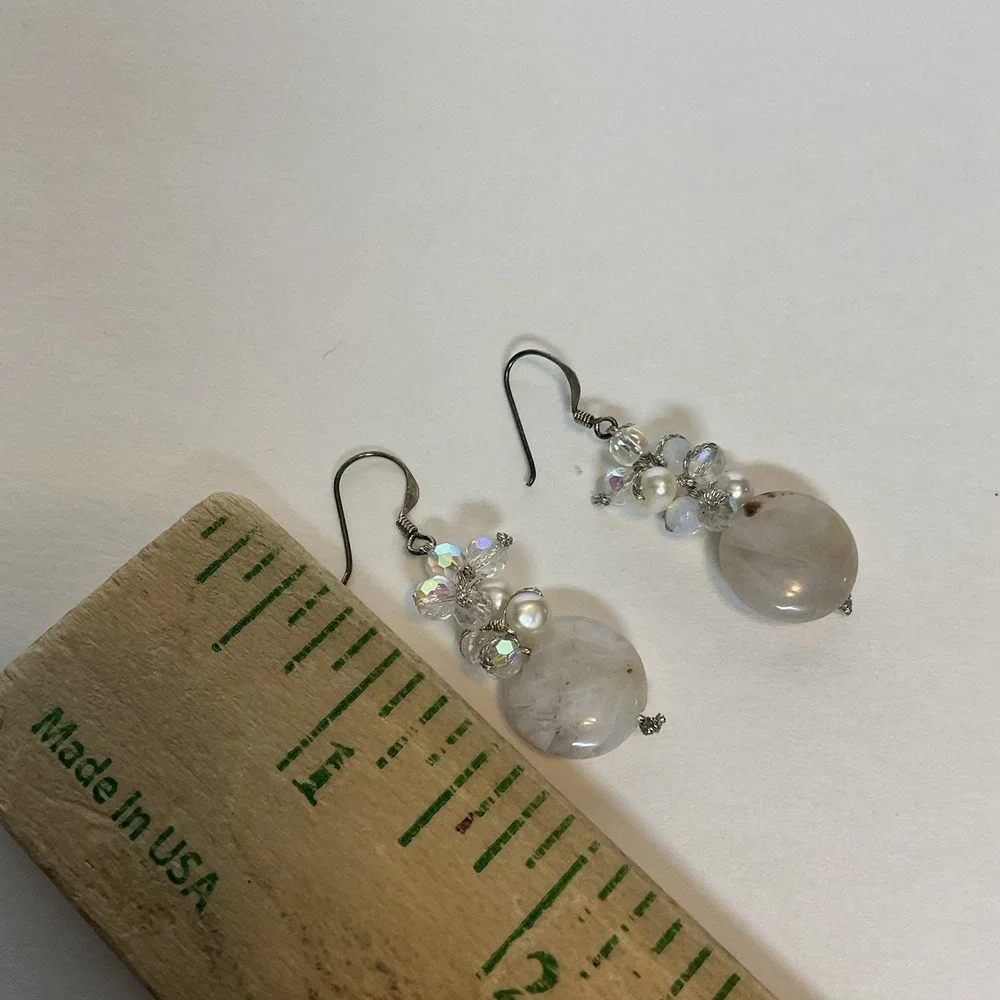 NWT‎ Pannee Women's Sterling Silver/White Pearl DropDangle Earrings Taiwan 1.8